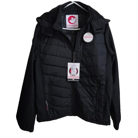 Canada Weather Gear Jackets & Blazers - Canada Weather Gear Hooded Hybrid Soft Shell Puffer Jacket Womens‎ M Black NWT